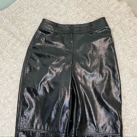 𝅺ARITZIA Wilfred Le Fou Shiny Black Faux Leather Vegan Pants 4 - Picture 3 of 7